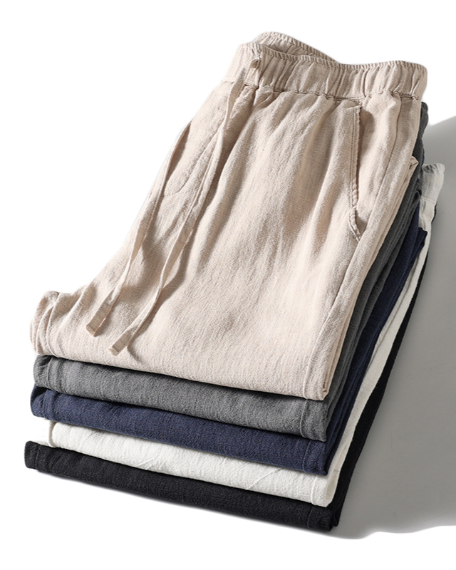 Sorona bio-fibre wide leg pants for plus size men 88–243 lbs Breathable wrinkle-resistant long summer pants oversized Eco-friendly linen blend men’s trousers for big bodies