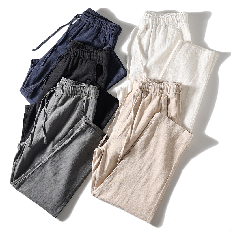 Sorona bio-fibre wide leg pants for plus size men 88–243 lbs Breathable wrinkle-resistant long summer pants oversized Eco-friendly linen blend men’s trousers for big bodies