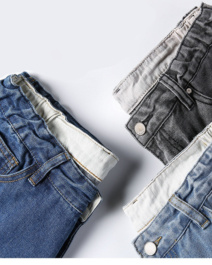 Plus size stretch denim jeans for men fits up to 331 lbs
Straight-leg washed jeans for big and tall men
Gray and blue elastic waistband denim pants for plus size