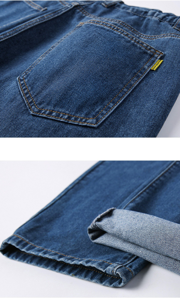Plus size stretch denim jeans for men fits up to 331 lbs Straight-leg washed jeans for big and tall men Gray and blue elastic waistband denim pants for plus size
