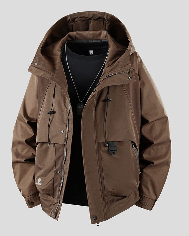 Men’s plus size utility jacket with hood for big and tall up to 408 lbs

Windproof workwear-style outerwear jacket black khaki off-white

Durable hooded utility jacket plus size breathable fabric
