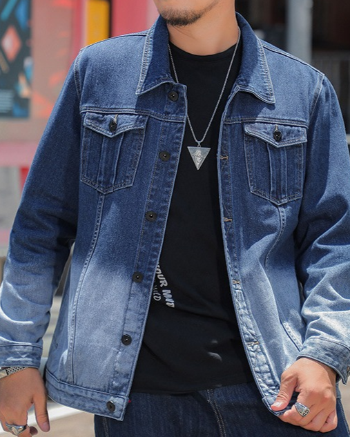 Men’s Plus Size Gradient Denim Jacket | Fits 143–375 lbs