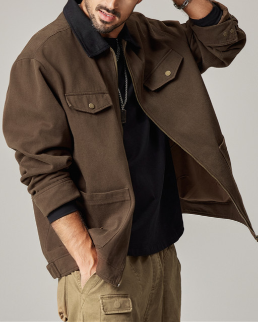 Men's Vintage Workwear Jacket | Breathable Cotton, Fits 99–243 lbs