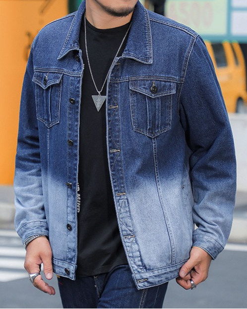Men’s Plus Size Gradient Denim Jacket | Fits 143–375 lbs