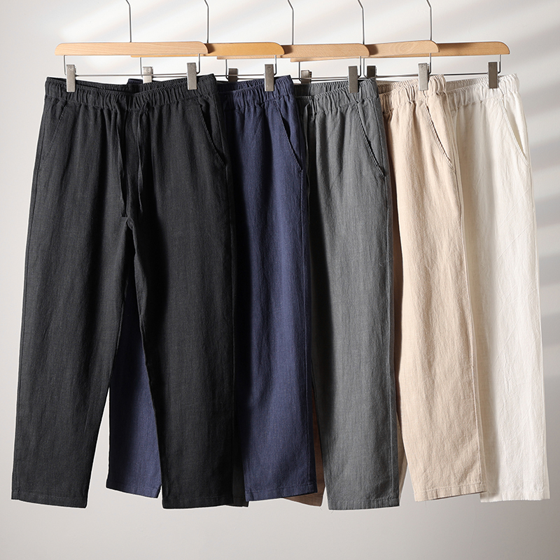 Sorona bio-fibre wide leg pants for plus size men 88–243 lbs Breathable wrinkle-resistant long summer pants oversized Eco-friendly linen blend men’s trousers for big bodies