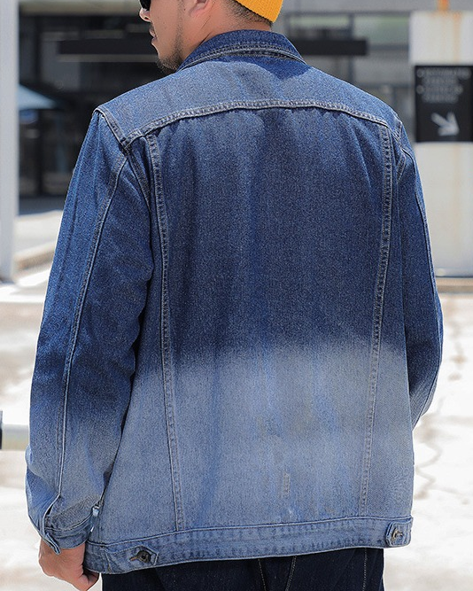 Men’s Plus Size Gradient Denim Jacket | Fits 143–375 lbs