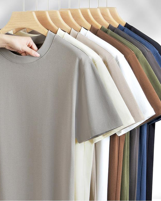 Plus size heavyweight 320g cotton T-shirt for men Loose fit breathable combed cotton tee 132–287 lbs Basic colour heavyweight T-shirt for big and tall