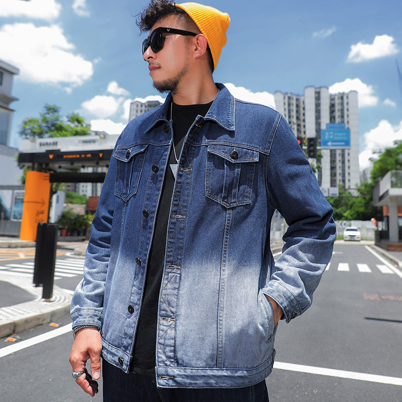 Men’s Plus Size Gradient Denim Jacket | Fits 143–375 lbs