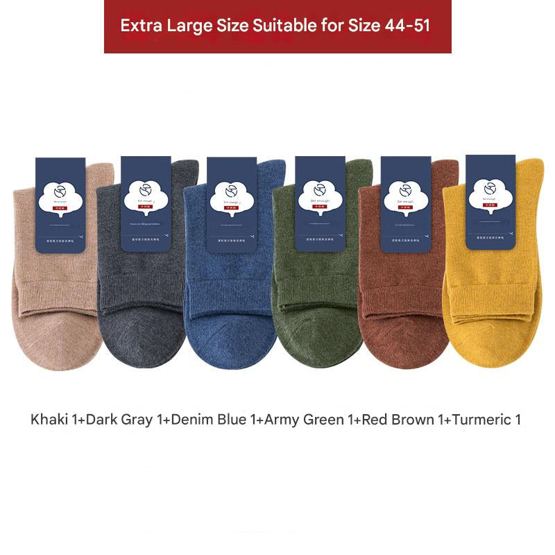 Men's plus size 100% cotton crew socks for AU sizes 11–17 High-stretch breathable cotton socks for large feet Antibacterial and odor-resistant crew socks 6-pack