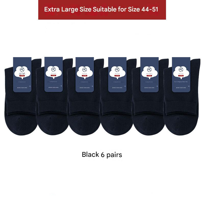 Men's plus size 100% cotton crew socks for AU sizes 11–17 High-stretch breathable cotton socks for large feet Antibacterial and odor-resistant crew socks 6-pack