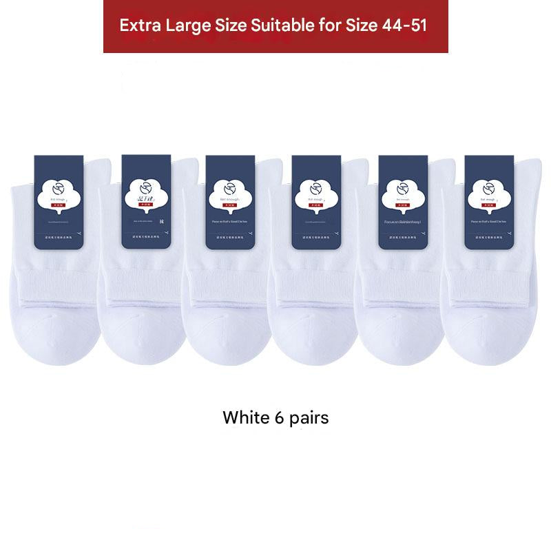 Men's plus size 100% cotton crew socks for AU sizes 11–17 High-stretch breathable cotton socks for large feet Antibacterial and odor-resistant crew socks 6-pack