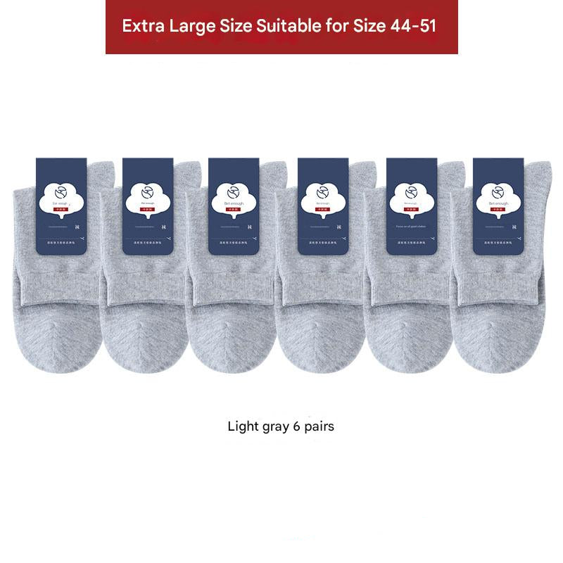 Men's plus size 100% cotton crew socks for AU sizes 11–17 High-stretch breathable cotton socks for large feet Antibacterial and odor-resistant crew socks 6-pack