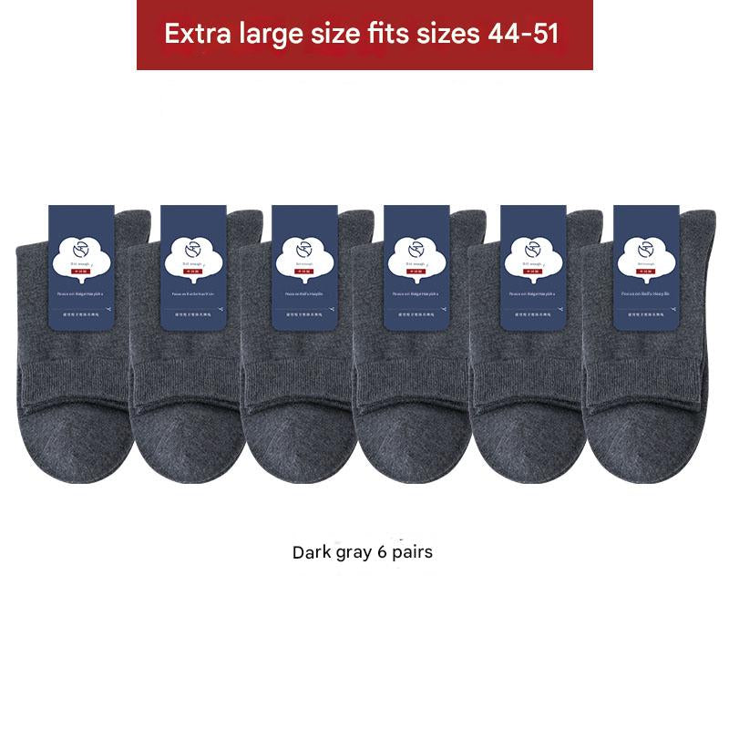Men's plus size 100% cotton crew socks for AU sizes 11–17 High-stretch breathable cotton socks for large feet Antibacterial and odor-resistant crew socks 6-pack