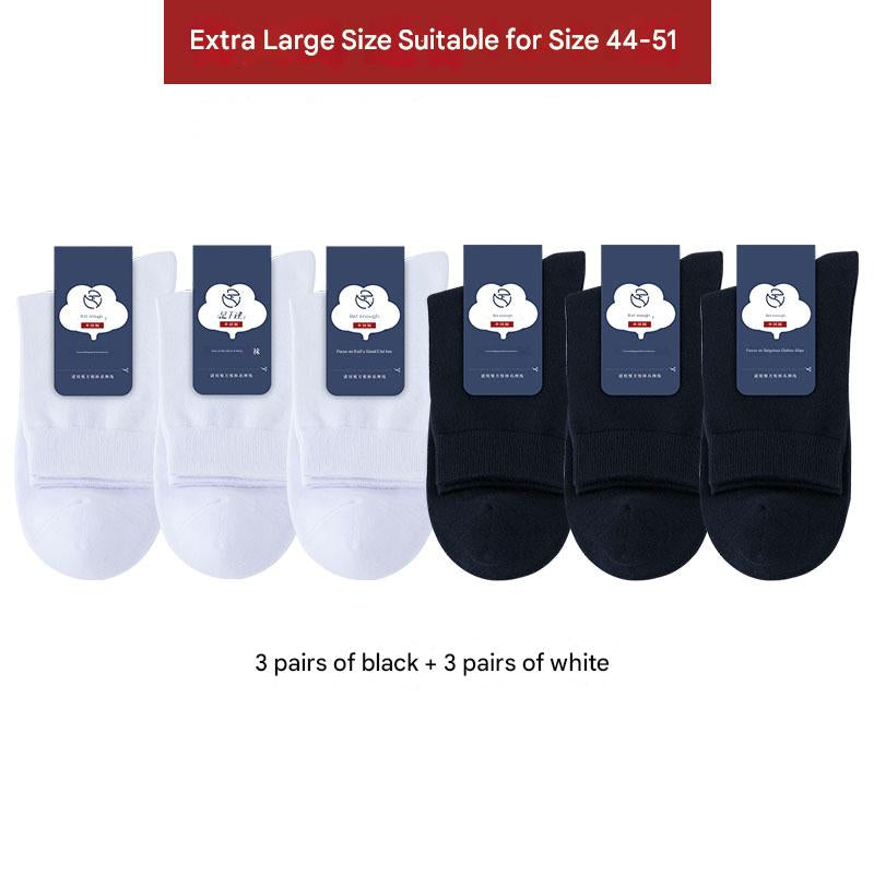 Men's plus size 100% cotton crew socks for AU sizes 11–17 High-stretch breathable cotton socks for large feet Antibacterial and odor-resistant crew socks 6-pack