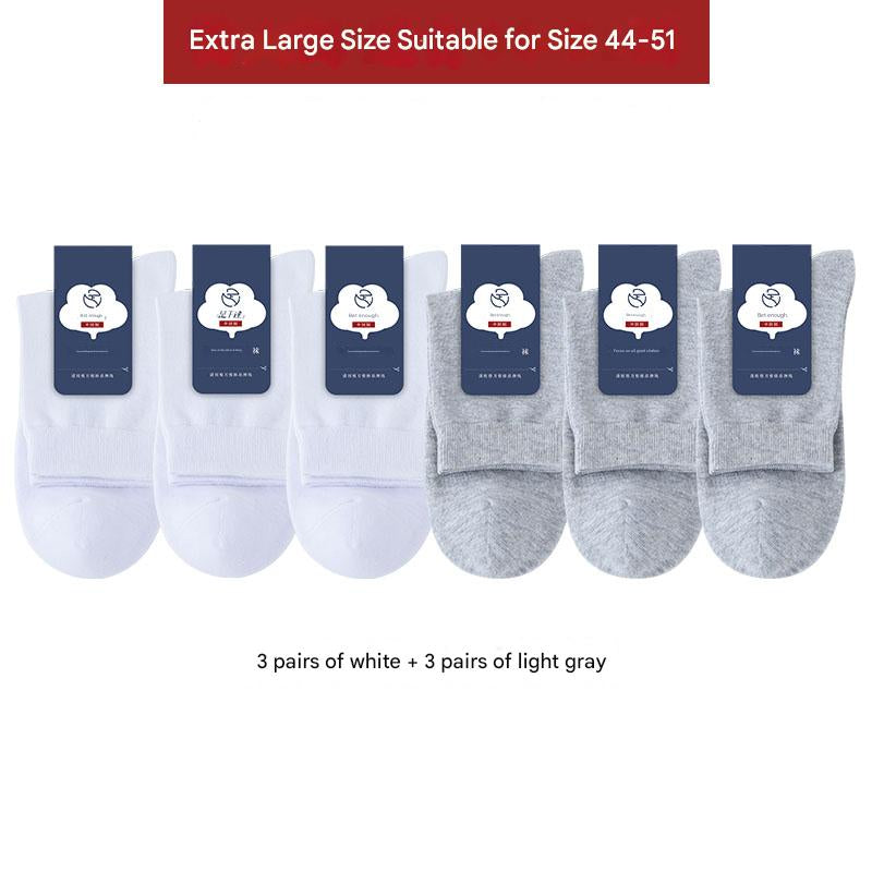 Men's plus size 100% cotton crew socks for AU sizes 11–17 High-stretch breathable cotton socks for large feet Antibacterial and odor-resistant crew socks 6-pack