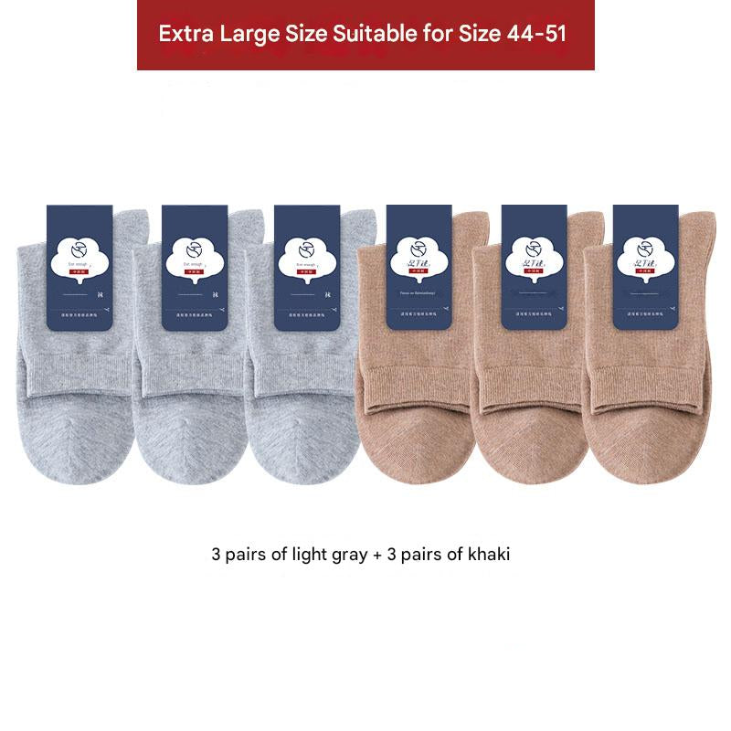 Men's plus size 100% cotton crew socks for AU sizes 11–17 High-stretch breathable cotton socks for large feet Antibacterial and odor-resistant crew socks 6-pack